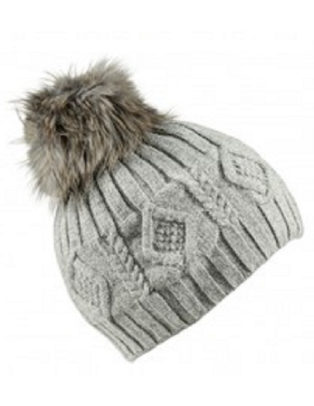 Bonnet Laine & Cachemire Gris Motif
