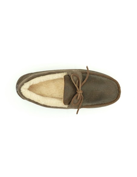 Chaussure Fourrées Cuir et Mouton Véritable,  Chocolat Bomber
