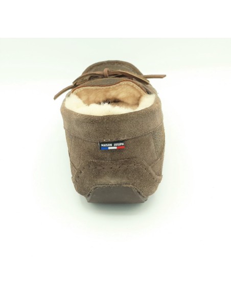 Chaussure Fourrées Cuir et Mouton Véritable,  Chocolat Bomber