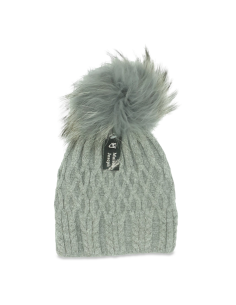 004Y - Bonnet en laine noir et pompon