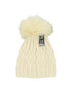 004Y - Bonnet en laine noir et pompon