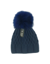 004Y - Bonnet en laine noir et pompon