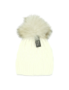 004Y - Bonnet en laine noir et pompon