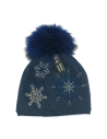 004Y - Bonnet en laine noir et pompon