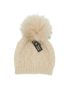 004Y - Bonnet en laine noir et pompon