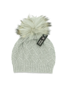 004Y - Bonnet en laine noir et pompon