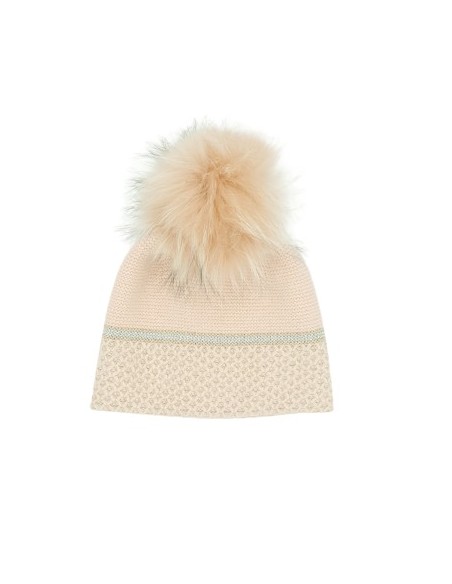 Bonnet Abricot pompon amovible