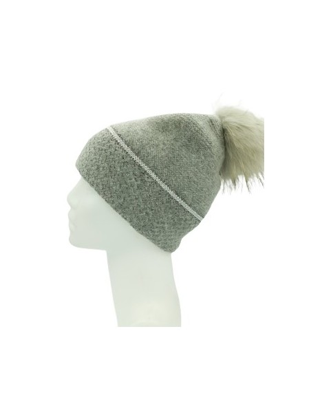 Bonnet tricoté à Motif très doux pompon amovible