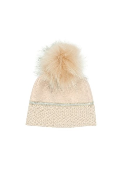 Bonnet tricoté à Motif très doux pompon amovible