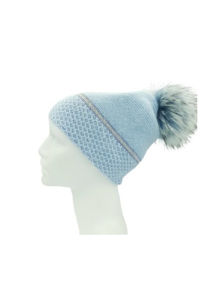 Bonnet tricoté à Motif très doux pompon amovible