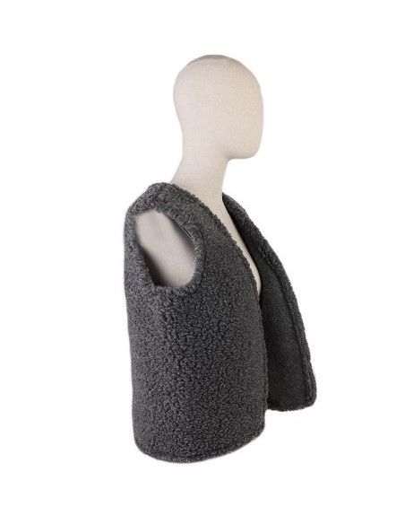Gilet de Berger en Laine 100% Naturelle Adulte - Couleur Gris Anthracite