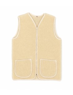 Gilet Berger Zip Laine 100% Naturelle - Couleur Ecru