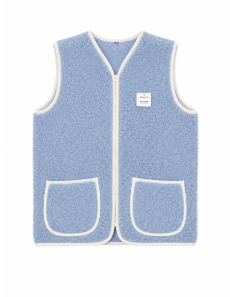 Gilet Berger Zip Laine 100% Naturelle - Couleur Bleu
