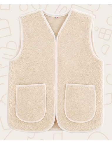 Gilet Berger Zip  Court en Laine 100%...