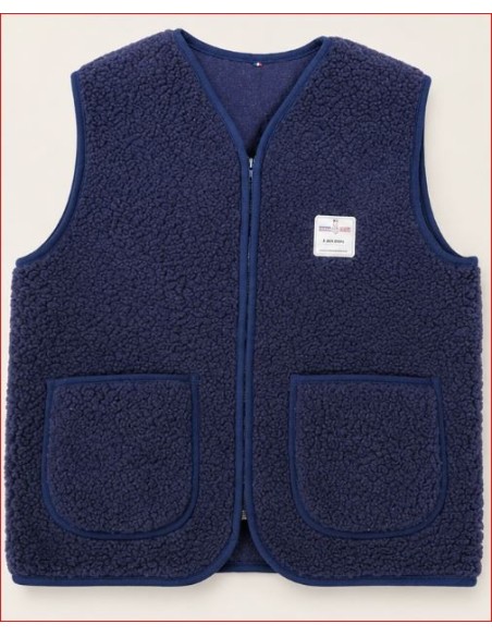 Gilet Berger Zip  Court en Laine 100% Naturelle Adulte - Couleur Marine