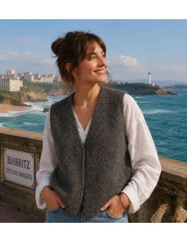 Boléro en Laine 100% Naturelle Adulte - Couleur Gris Anthracite