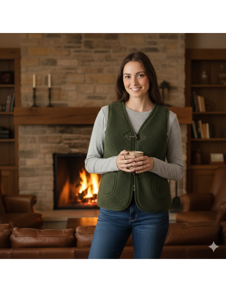 New Shepherd's Vest 100% Natural Woolmark Wool Adult - Sapin Color