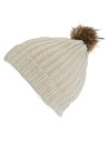 Bonnet blanc en laine - Pompon Fauve