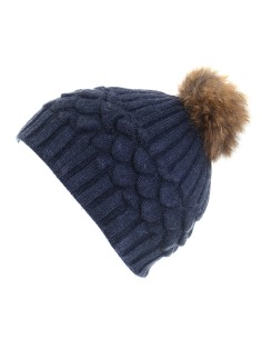 Bonnet en laine gris à motifs et pompon