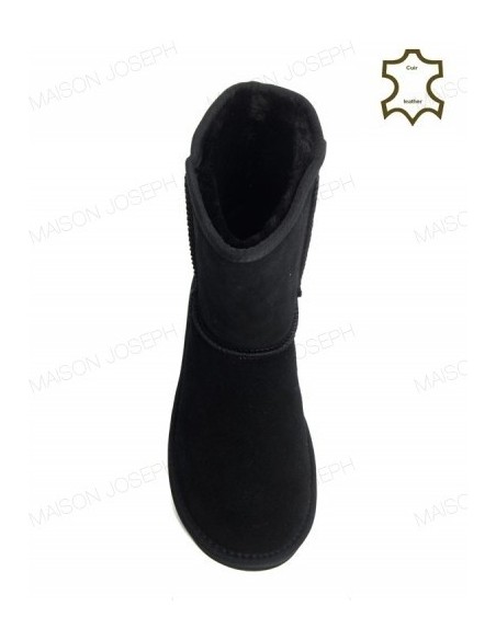 Bottes cuir doublées polaire - MI-HAUTES