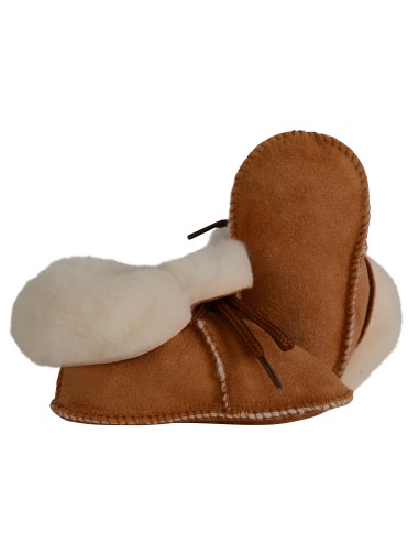 Chausson bebe Camel a lacets tannage vegetale Taille 16